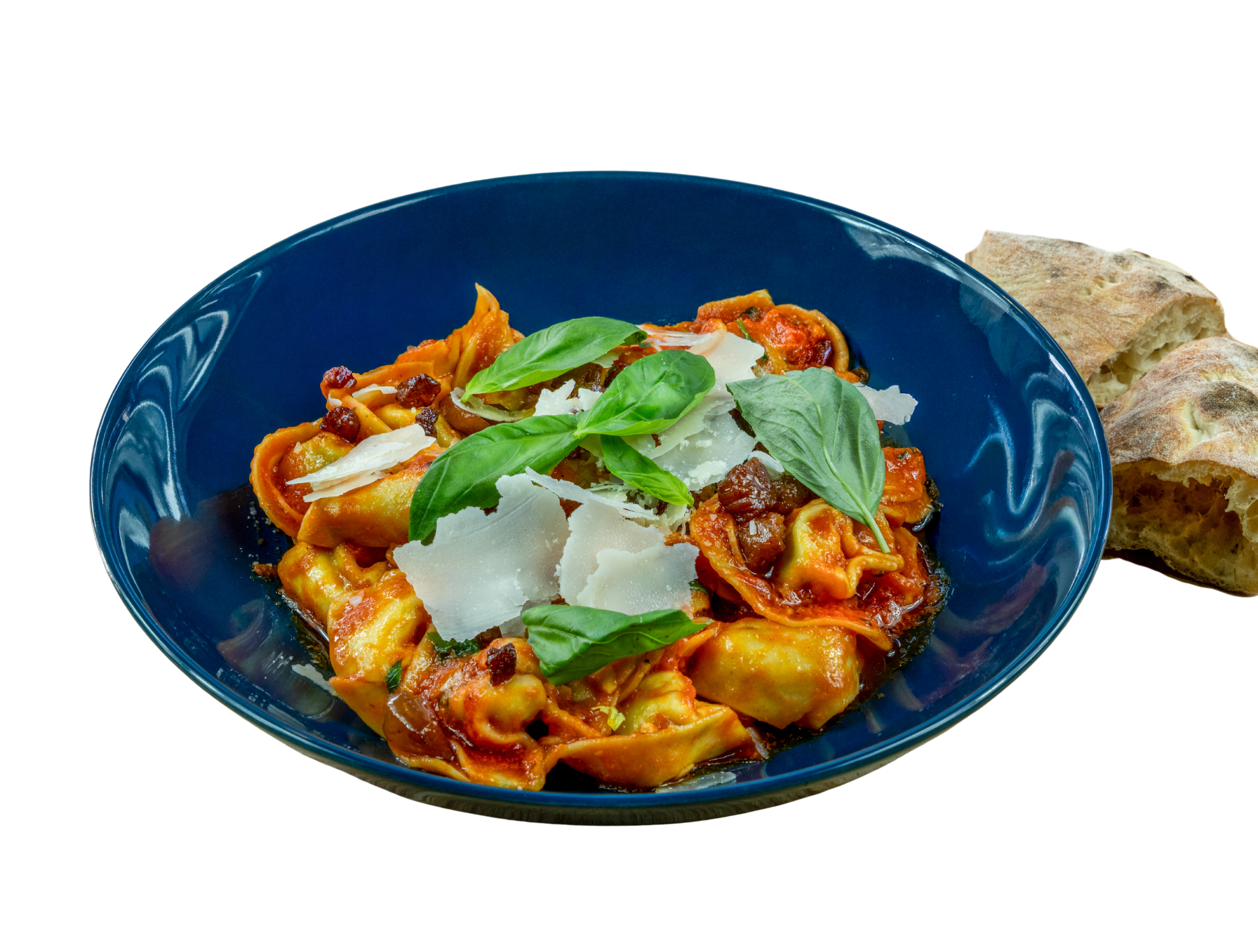 Tortellini i tomatsås & guanciale
